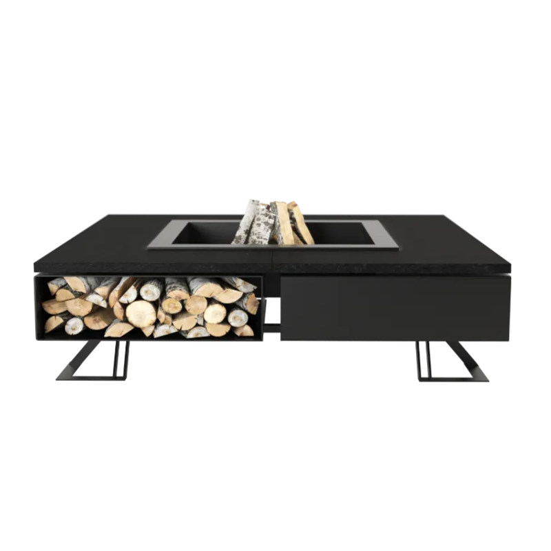 Palenisko ogrodowe Hetta Square 140 Black Inox Granit Monumental Hetta Supply