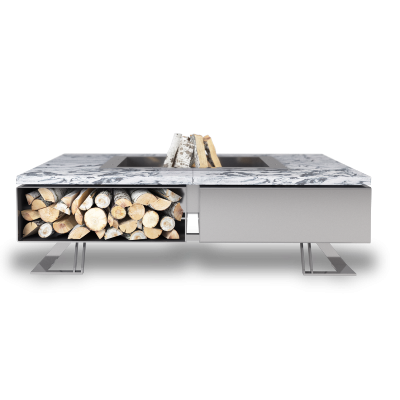 Palenisko ogrodowe Hetta Square 180 Inox Granit Viscount Hetta Supply