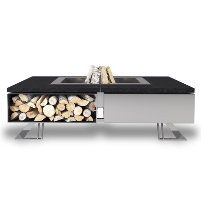 Palenisko ogrodowe Hetta Square 180 Inox Granit Monumental Hetta Supply