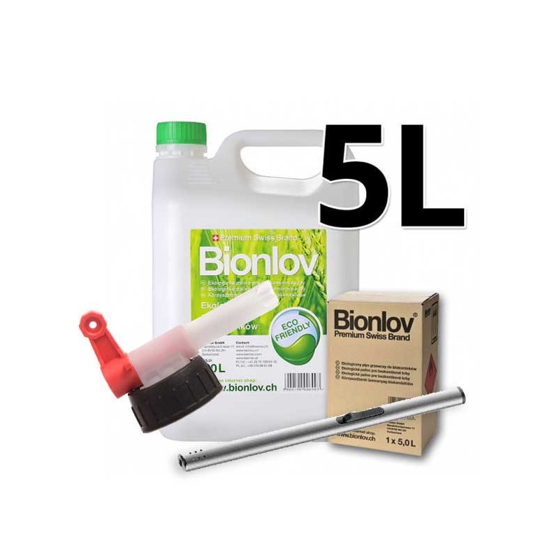 Zestaw paliwo do biokominka Bionlov 5L + kranik + zapalniczka