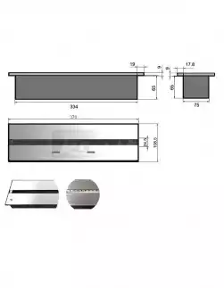 Palnik Linia 370x110 Inox (37 x 11 x 7,3 cm) Biopalenisko Kami