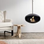 Biokominek Aeris Hanging Black with Stainless Steel Cocoon Fires
