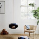 Biokominek Aeris Hanging Black with Stainless Steel Cocoon Fires