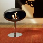 Biokominek Pedestal Standing Black with Stainless Steel Cocoon Fires