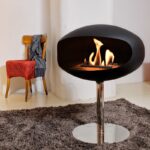 Biokominek Pedestal Standing Black with Stainless Steel Cocoon Fires