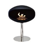 Biokominek Pedestal Standing Black with Stainless Steel Cocoon Fires