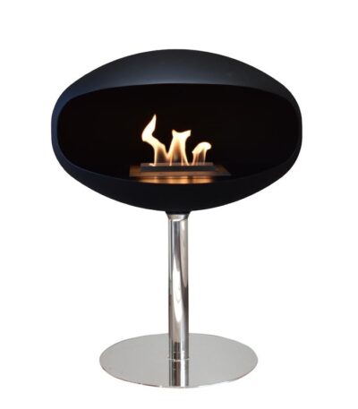 Biokominek Pedestal Standing Black with Stainless Steel Cocoon Fires
