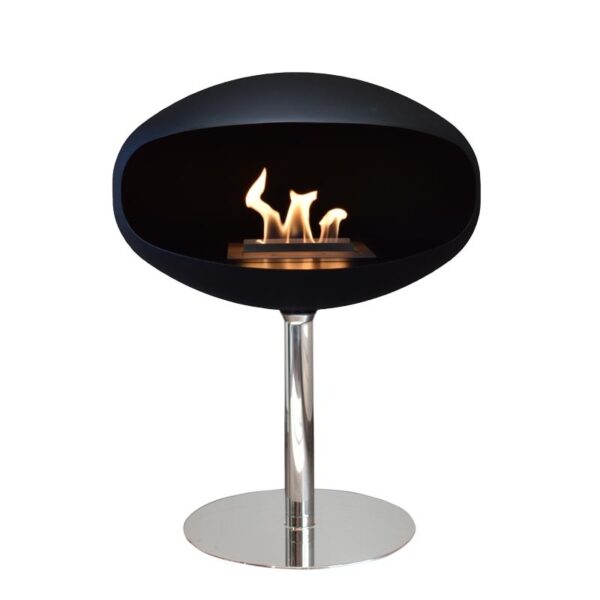 Biokominek Pedestal Standing Black with Stainless Steel Cocoon Fires
