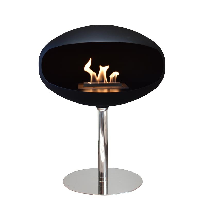 Biokominek Pedestal Standing Black with Stainless Steel Cocoon Fires Biokominek Pedestal Standing Black with Stainless Steel Cocoon Fires