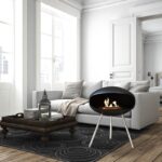 Biokominek Terra Standing Black with Stainless Steel Cocoon Fires
