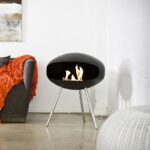 Biokominek Terra Standing Black with Stainless Steel Cocoon Fires