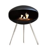 Biokominek Terra Standing Black with Stainless Steel Cocoon Fires