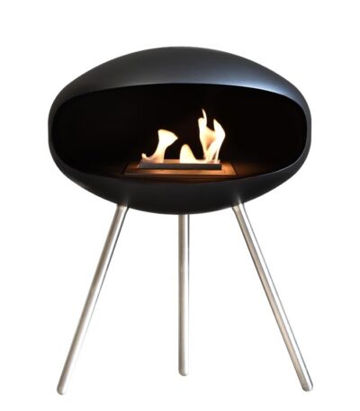 Biokominek Terra Standing Black with Stainless Steel Cocoon Fires