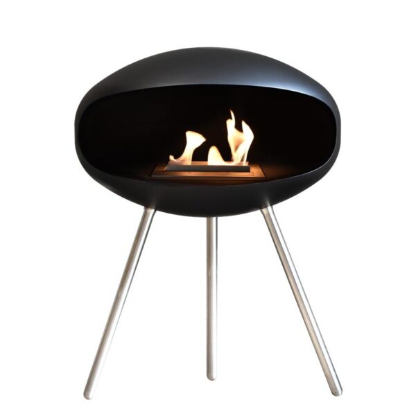 Biokominek Terra Standing Black with Stainless Steel Cocoon Fires