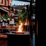 Ogrzewacz tarasowy Patio Stalowy Czarny Kratki