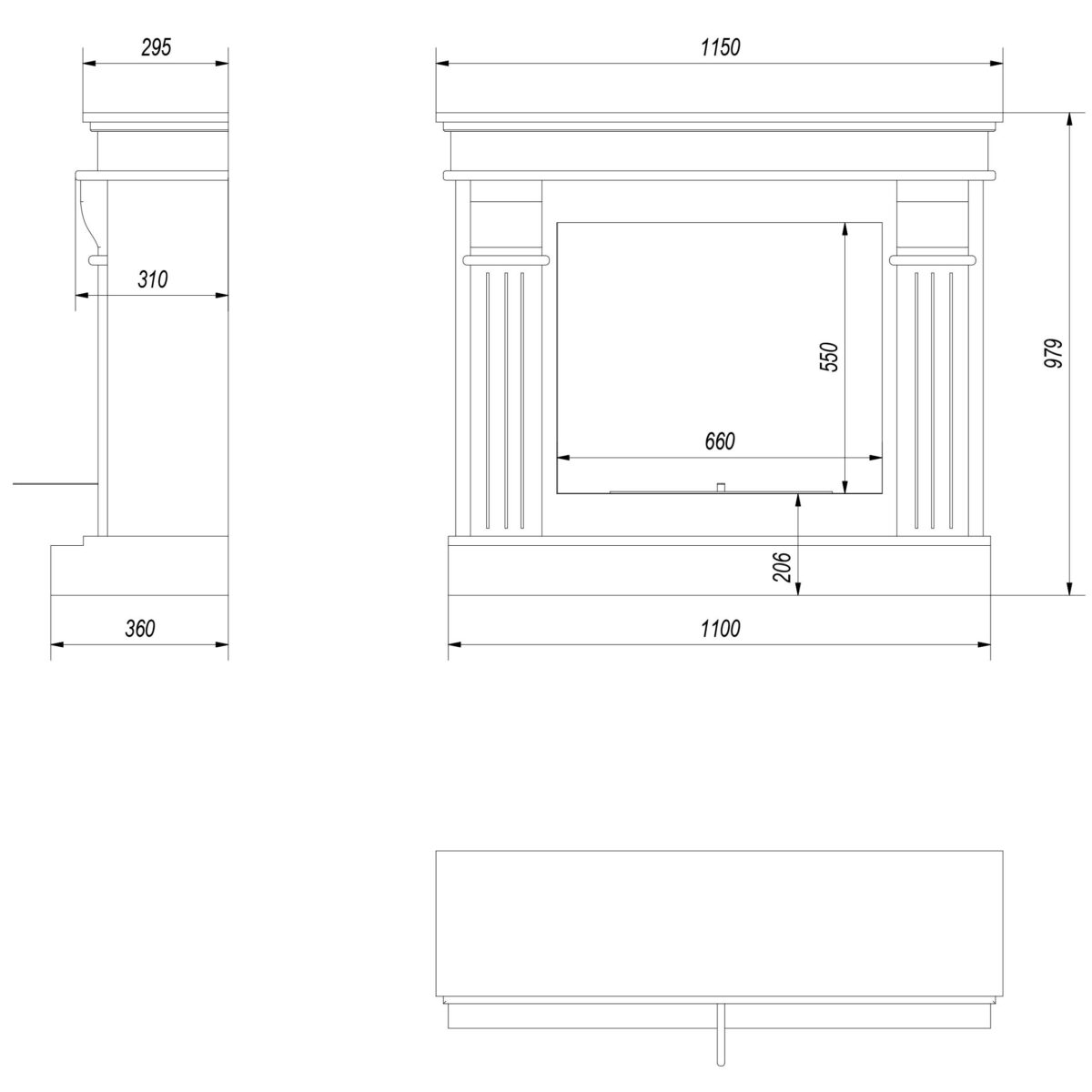 Biokominek August Biały Kratki