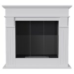 Biokominek August P biały z szybą Kratki