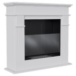 Biokominek August P biały z szybą Kratki