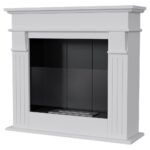 Biokominek August P biały z szybą Kratki