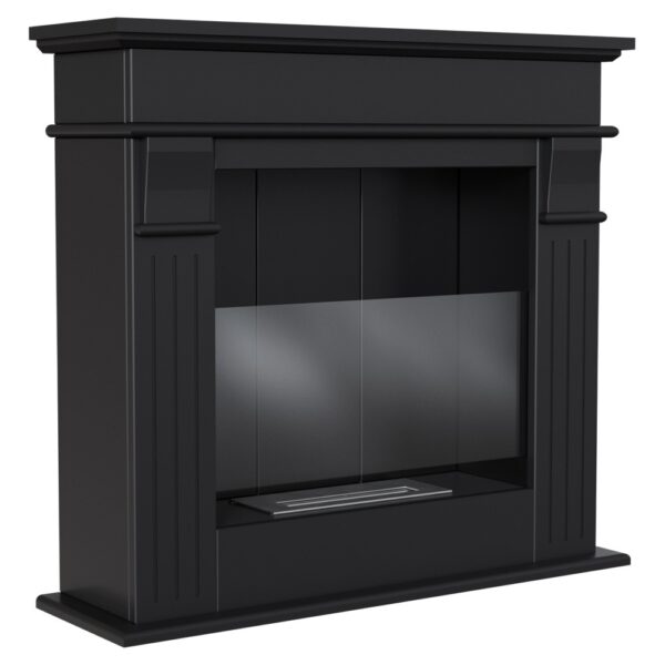 Biokominek portalowy August P czarny z szybą Kratki