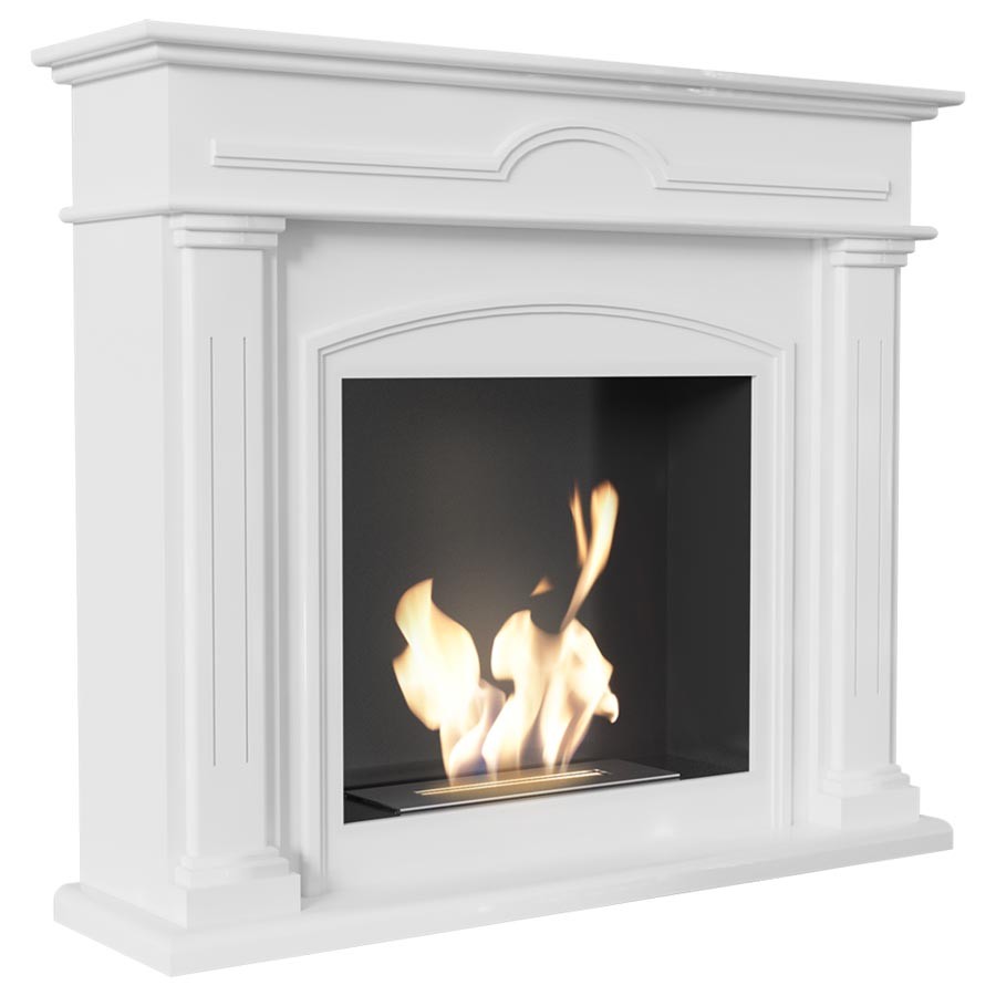 Biokominek December Biały Kratki