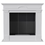 Biokominek December P Biały z szybą Kratki