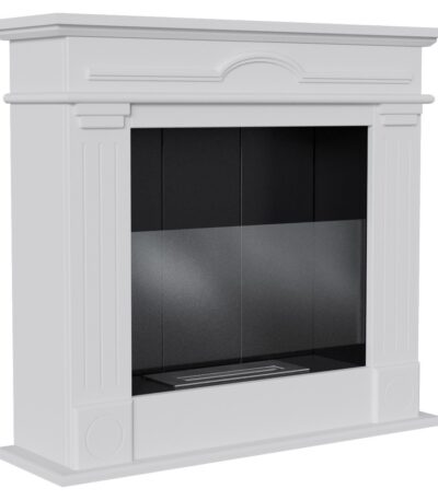 Biokominek December P Biały z szybą Kratki