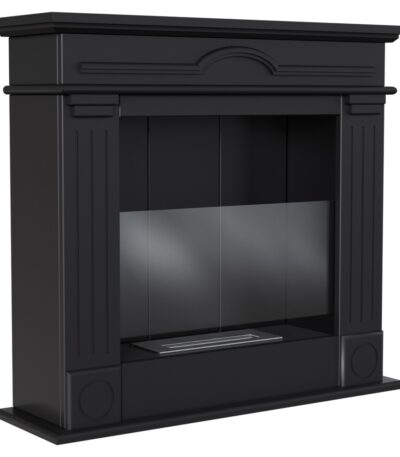 Biokominek December P Czarny z szybą Kratki