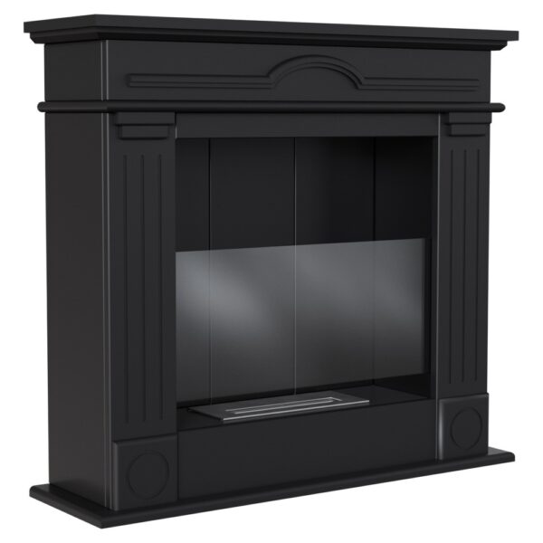 Biokominek December P Czarny z szybą Kratki