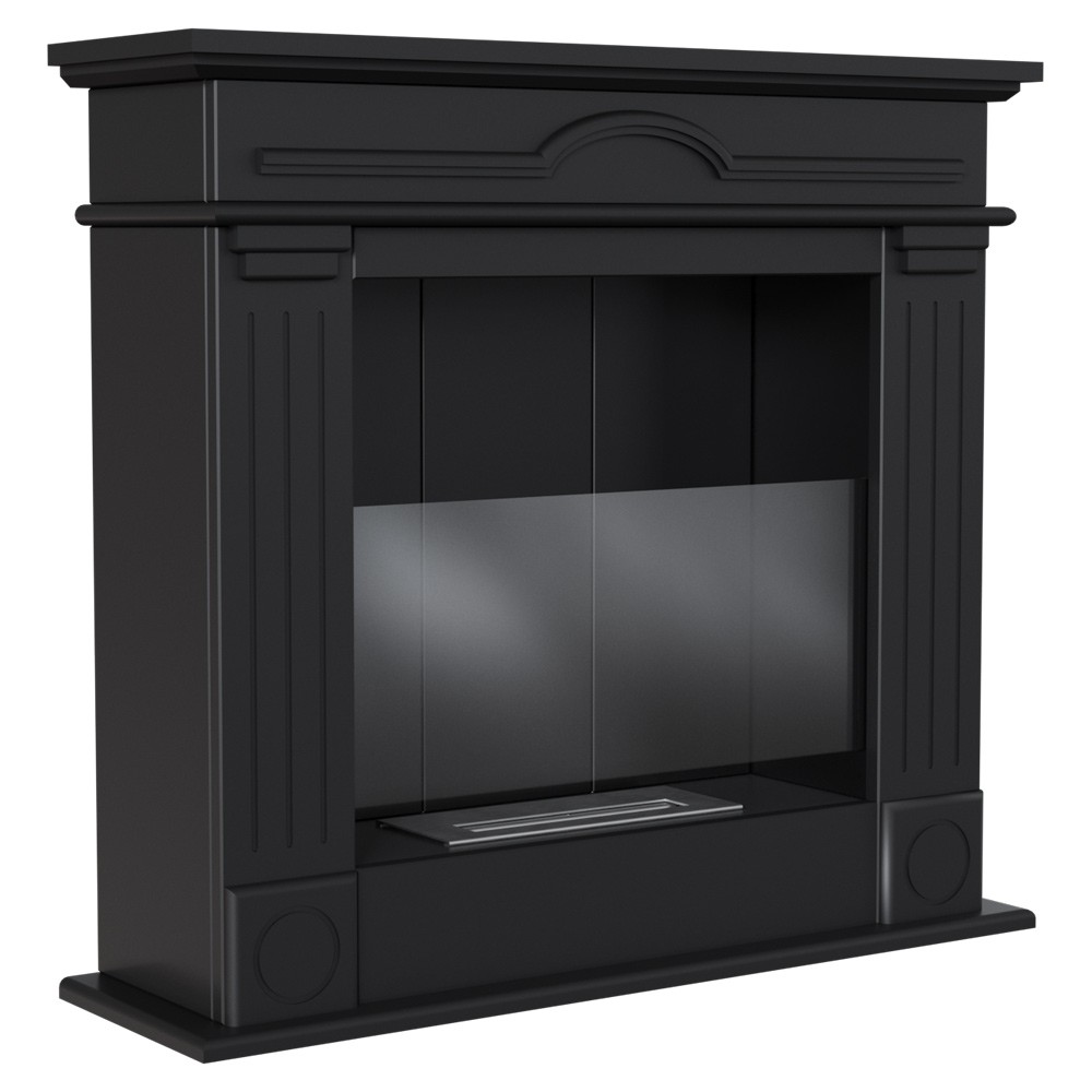 Biokominek December P Czarny z szybą Kratki