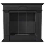 Biokominek December P Czarny z szybą Kratki