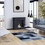 Biokominek December P Czarny z szybą Kratki