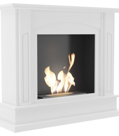 Biokominek February Biały Kratki