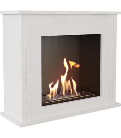 Biokominek June Biały Kratki