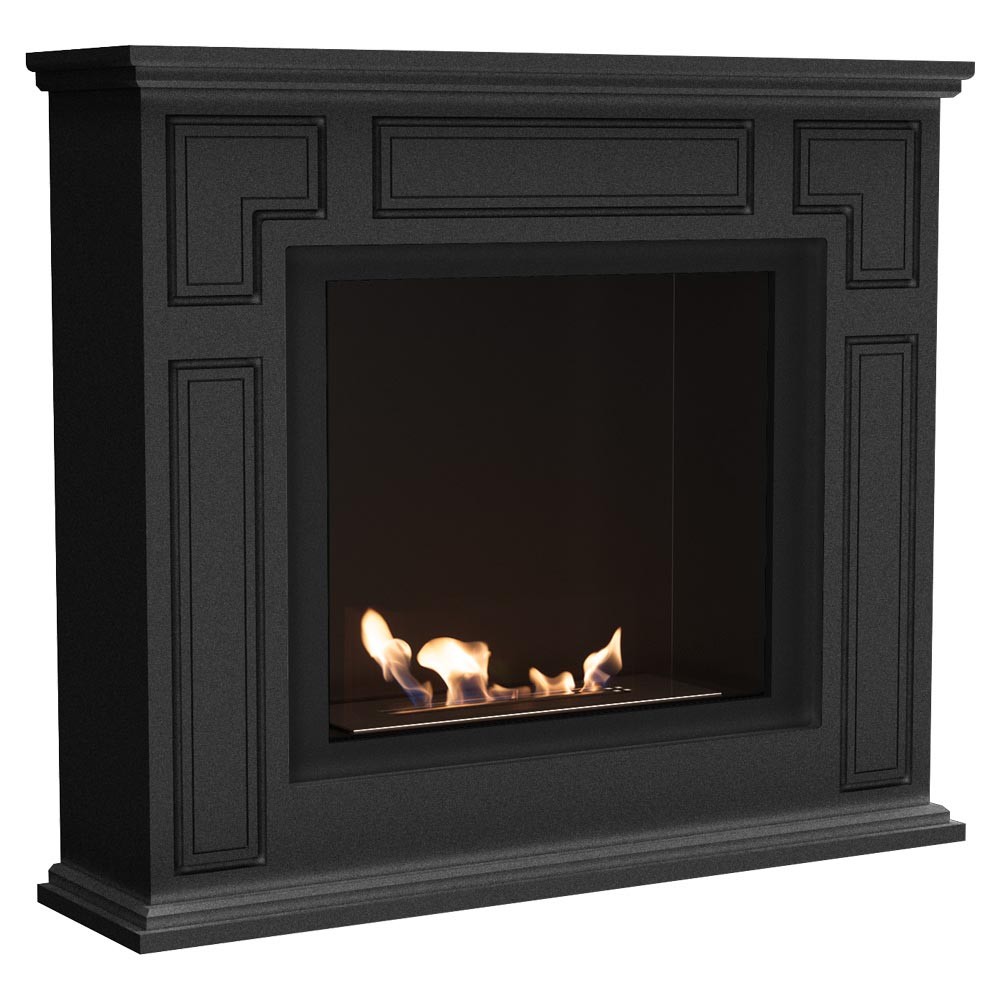 Biokominek March Czarny Kratki