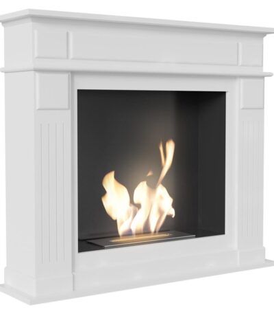 Biokominek November Biały Kratki