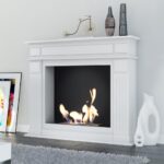 Biokominek November Biały z szybą Kratki