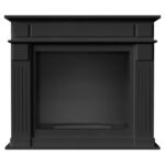 Biokominek November Czarny z szybą Kratki