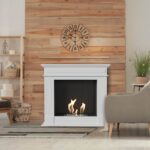 Biokominek November P Biały z szybą Kratki