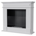 Biokominek November P Biały z szybą Kratki