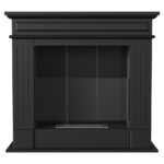 Biokominek November P Czarny z szybą Kratki