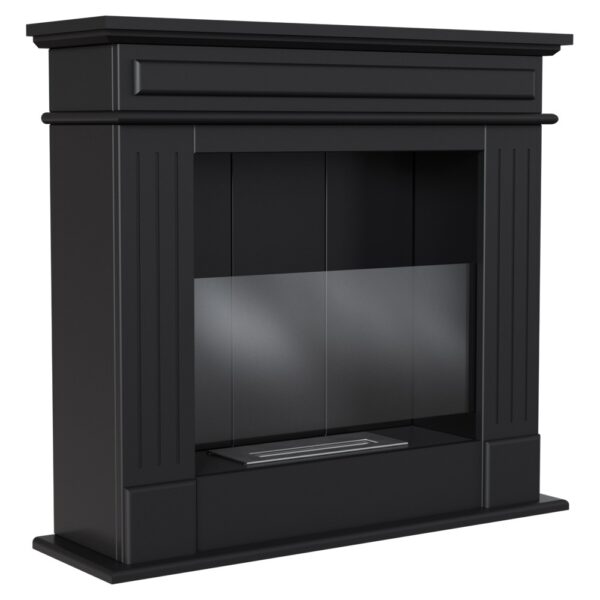 Biokominek November P Czarny z szybą Kratki