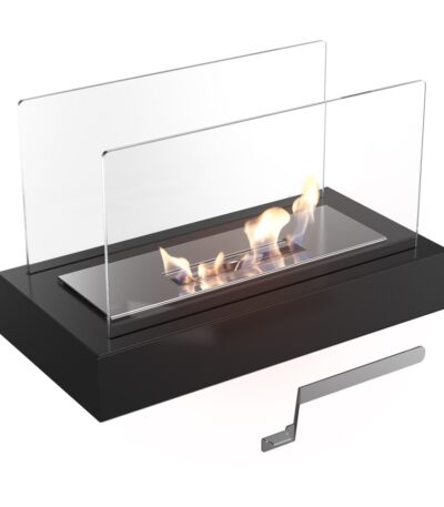 Biokominek wolnostojący Galina Czarny Kratki