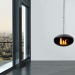 Biokominek Aeris Hanging Angled Black with Stainless Steel Cocoon Fires
