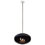 Biokominek Aeris Hanging Angled Black with Stainless Steel Cocoon Fires
