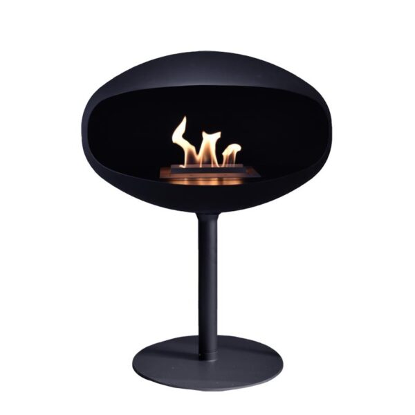 Biokominek Pedestal Standing Black with Black Cocoon Fires
