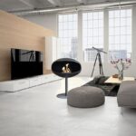 Biokominek Pedestal Standing Black with Black Cocoon Fires