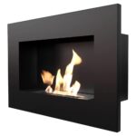 Biokominek Delta Czarny z szybą Kratki