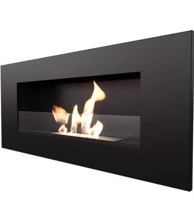 Biokominek Delta 2 Czarny z szybą Kratki