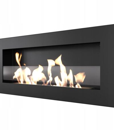 Biokominek Delta 2 Slim Czarny z szybą Kratki